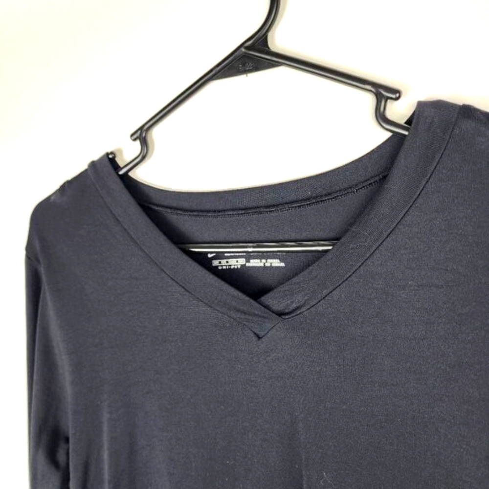 NIKE SEAMLESS SANS COUTURE DRI FIT LONG SLEEVE SHIRT V NECK WOMENS SMALL BLACK - Picture 3 of 5